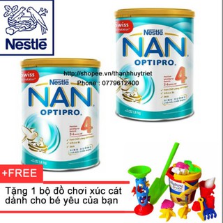 (Mẫu mới HMO) Bộ 2 lon sữa Nan Optipro 4 1.7kg tặng bộ xúc cát