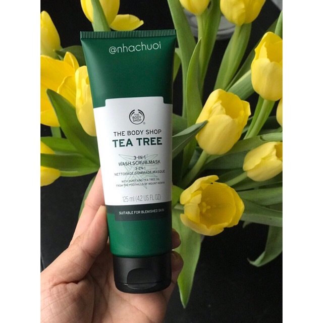 Tẩy da chết da mặt The Body Shop Tea Tree 3-In-1 Wash Scrub Mask 125ml