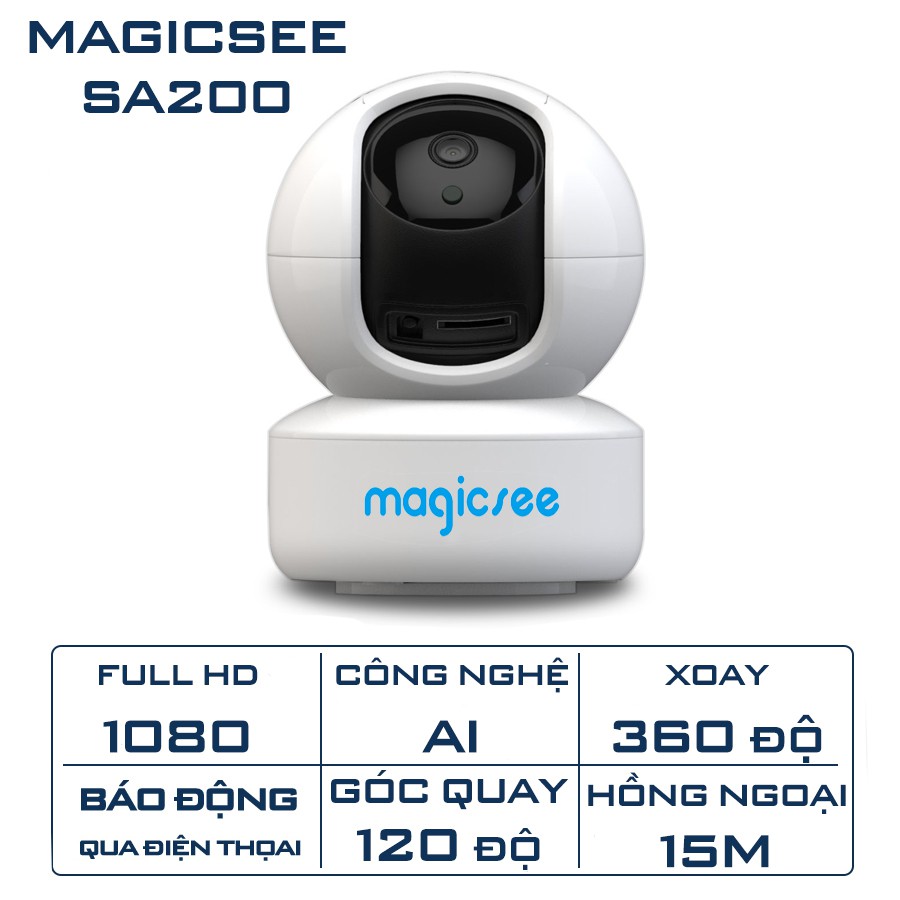 [Mã 155ELSALE giảm 7% đơn 300K] Camera giám sát không dây Magicsee SA200 Full HD1080 AI theo dõi chuyển động