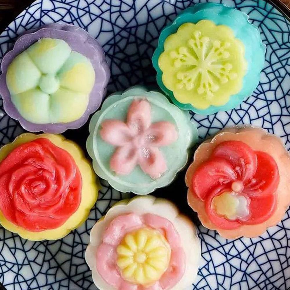 Set khuôn làm bánh trung thu DIY 50g tạo kiểu 6 mẫu 3D độc đáo