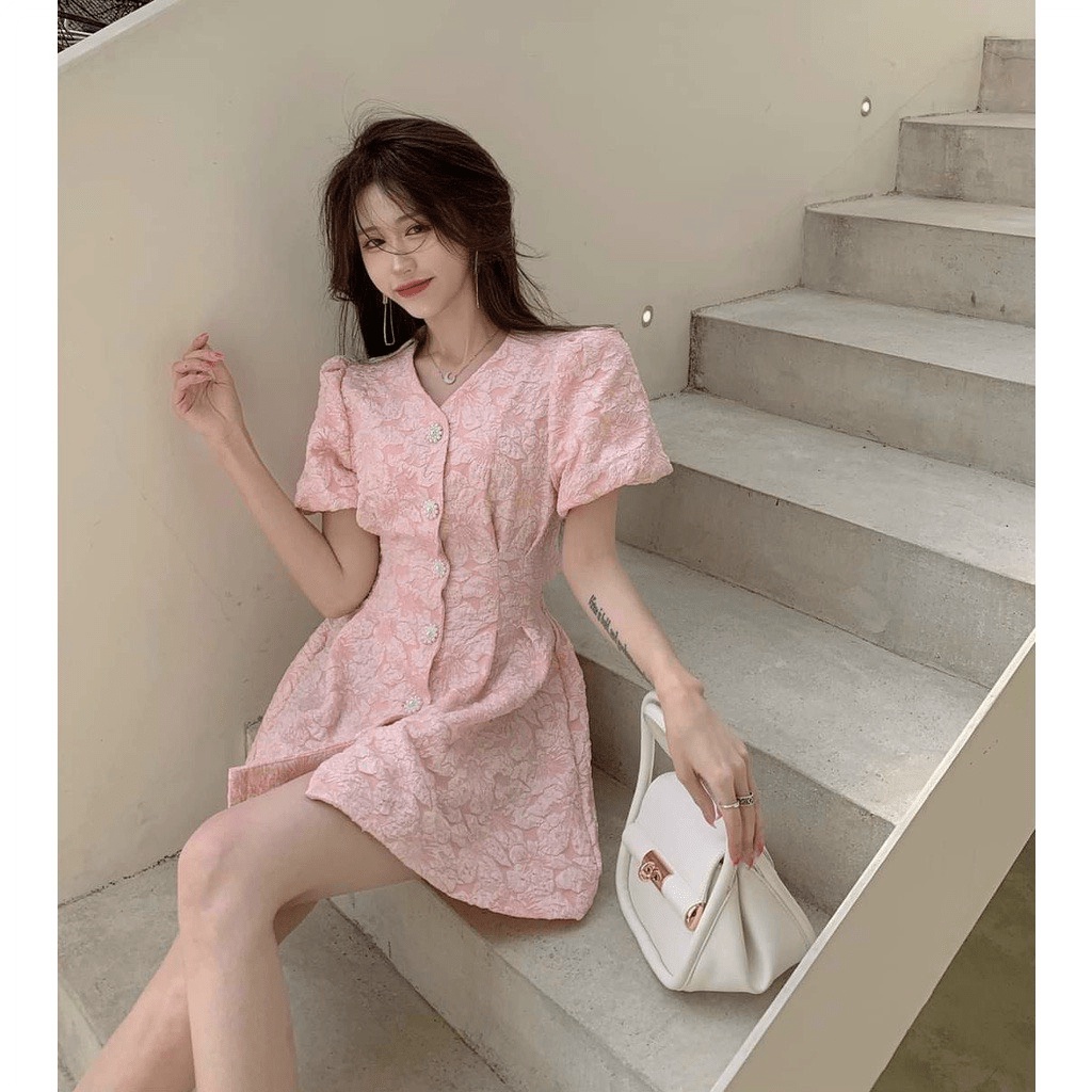 ĐẦM NỮ TEEN GẤM XỐP HỞ LƯNG TRẺ TRUNG NĂNG ĐỘNG DỰ TIỆC CHANH SẢ (HÀNG QUẢNG CHÂU)