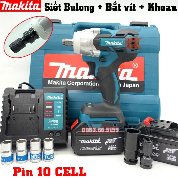 [Chính Hãng] Máy bắt vít Makita 72v, 2 pin,100% dây đồng, không chổi than