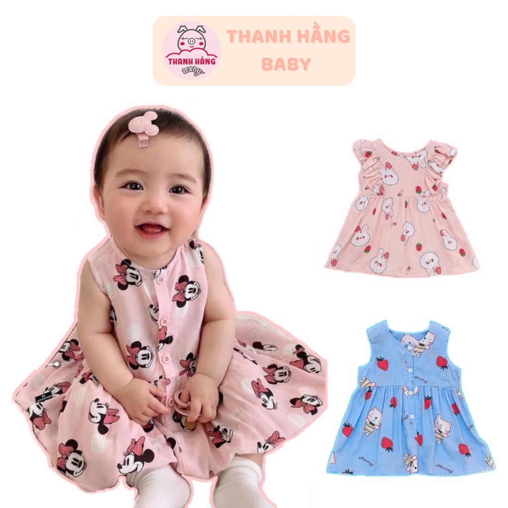 Váy Bé Gái, Váy Tole Cho Bé Lanh Lụa Mặc Siêu Mát Thanh Hằng Baby 6 Đến 16 Kg