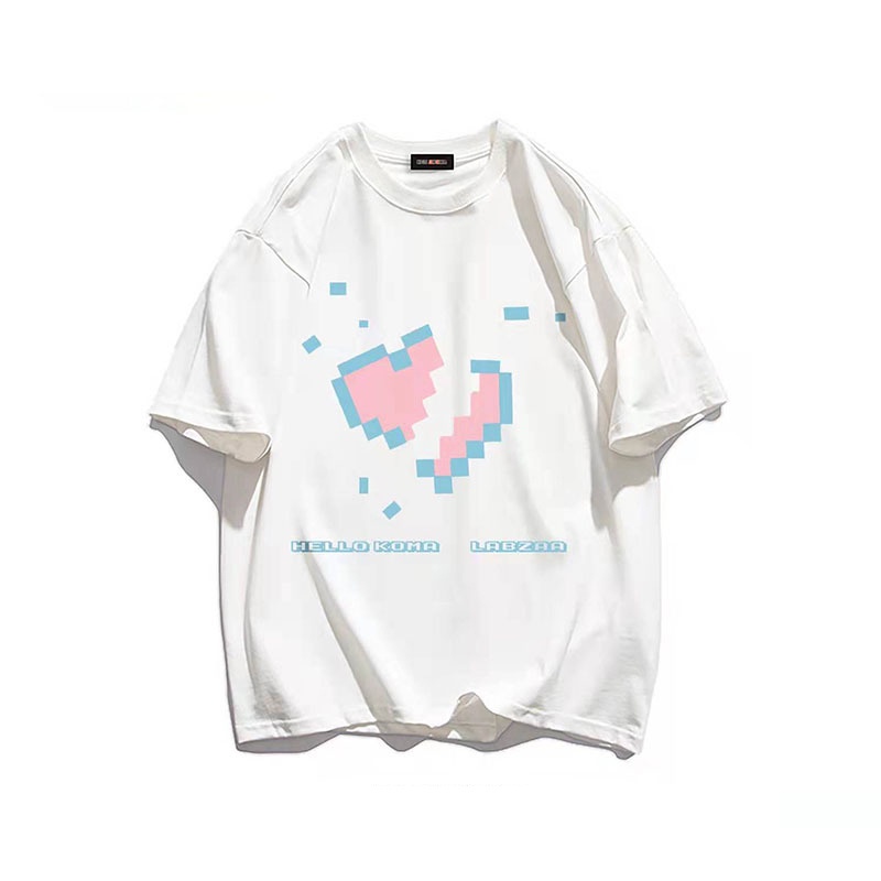 Áo thun T-shirt IELGY thiết kế tay ngắn cổ tròn in hình trái tim đồ họa dành cho nữ
