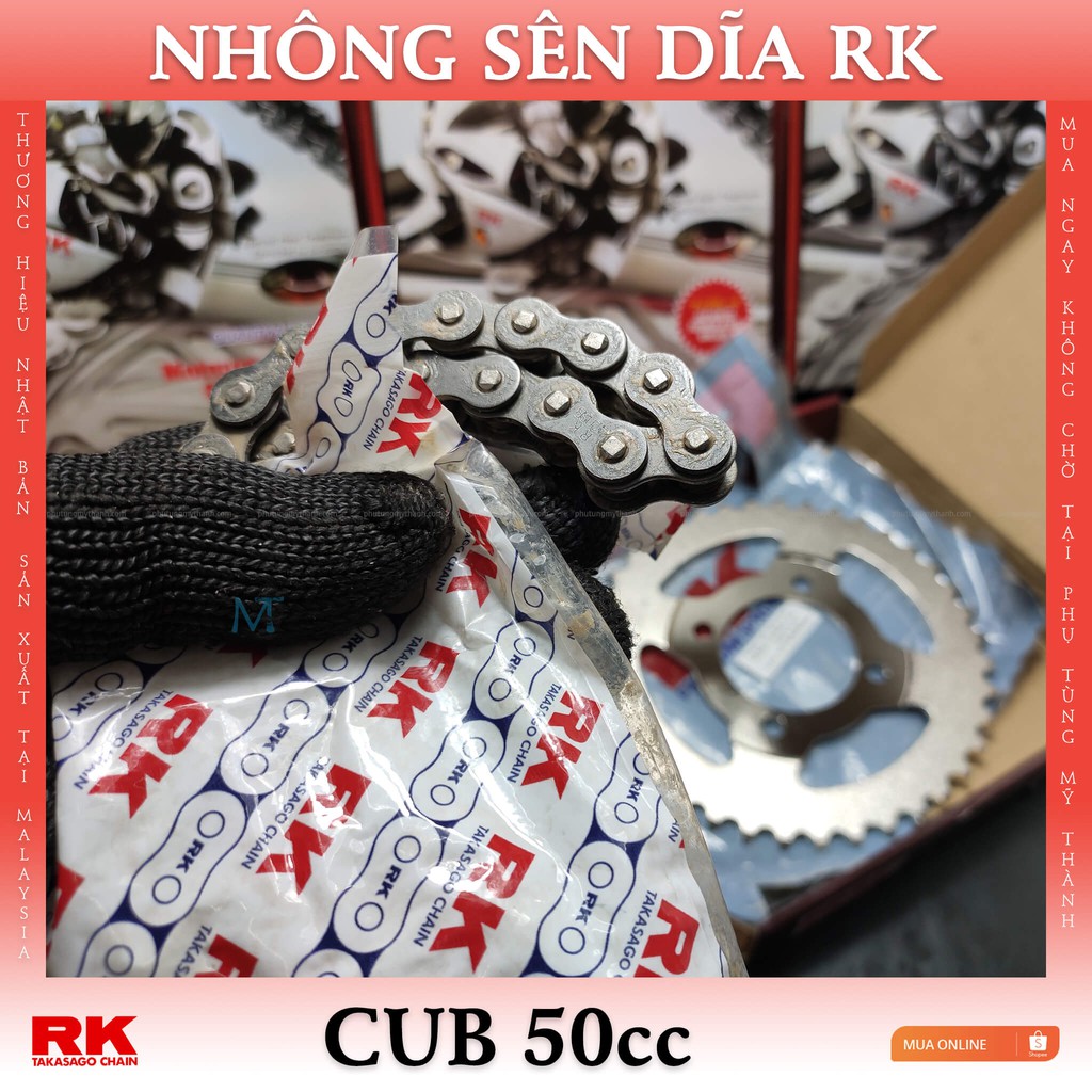 Nhông sên dĩa RK xe cub 50cc thương hiệu Nhật Bản