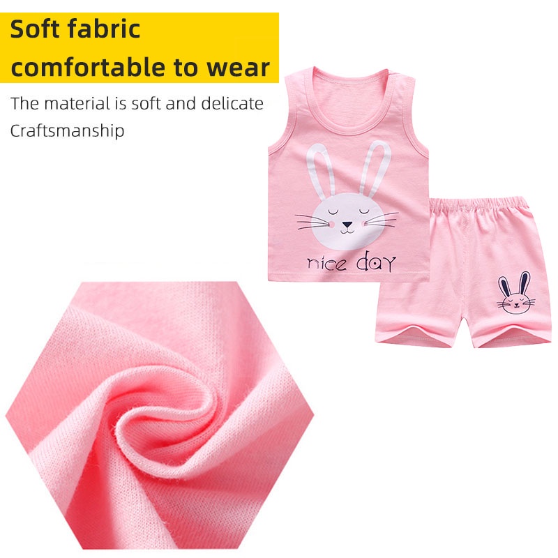 Set Đồ Mùa Hè 2 Món Bằng Vải Cotton Nguyên Chất Không Tay Cho Bé Trai