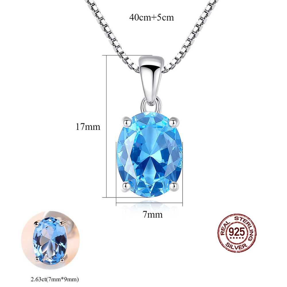 Bộ Trang Sức Bạc Nữ S925 Đá topaz Màu Xanh Sang Chảnh BDM2311 - Bảo Ngọc Jewelry
