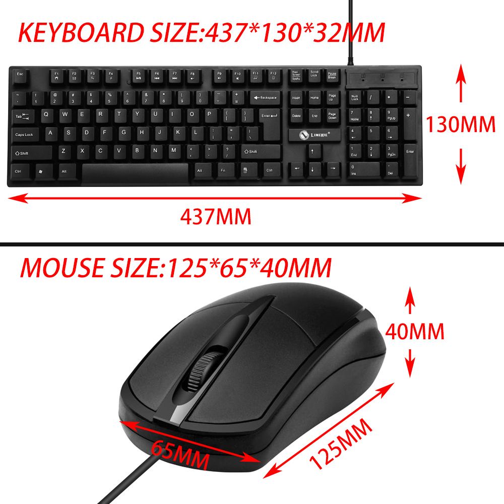 Bộ bàn phím có dây yên tĩnh và chuột nhạy để bàn thiết kế công thái học cổng cắm USB bền bỉ cho gia đình/ văn phòng