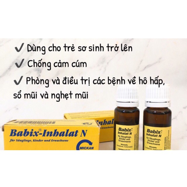 Tinh dầu khuynh diệp Babix chống ngạt mũi, sổ mũi, cảm lạnh cho bé (dùng được cho trẻ sơ sinh) hàng Đức