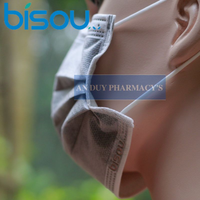 02 hộp khẩu trang 04 lớp kháng khuẩn BIsou màu xám