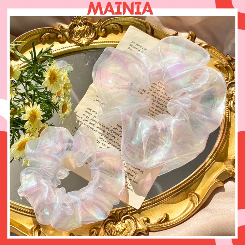 [Siêu To] Dây Buộc Cột Tóc Scrunches Siêu To Màu Trắng Xinh Xắn Mainia Shop