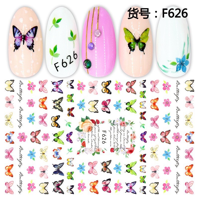 Sticker hoạ tiết bươm bướm, hình dán móng hoạ tiết bươm bướm trang trí móng nail