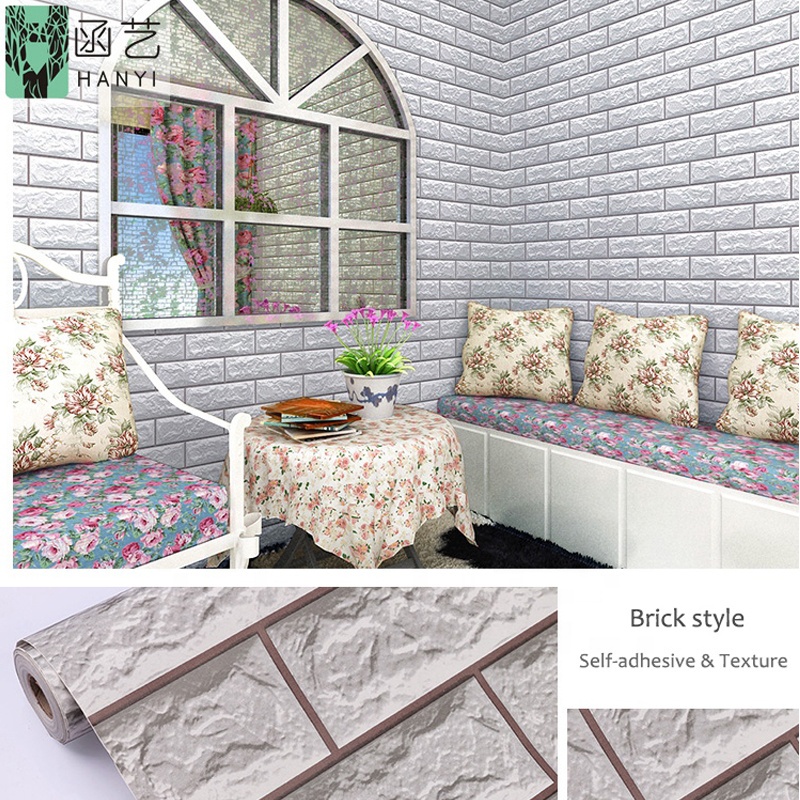 Giấy dán tường gạch 3D 10M x 45cm có sẵn keo tự thi công