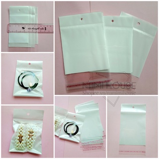 Bịch OPP màng sữa trắng có lỗ treo và keo dán mép nhiều kích cỡ - namimi house