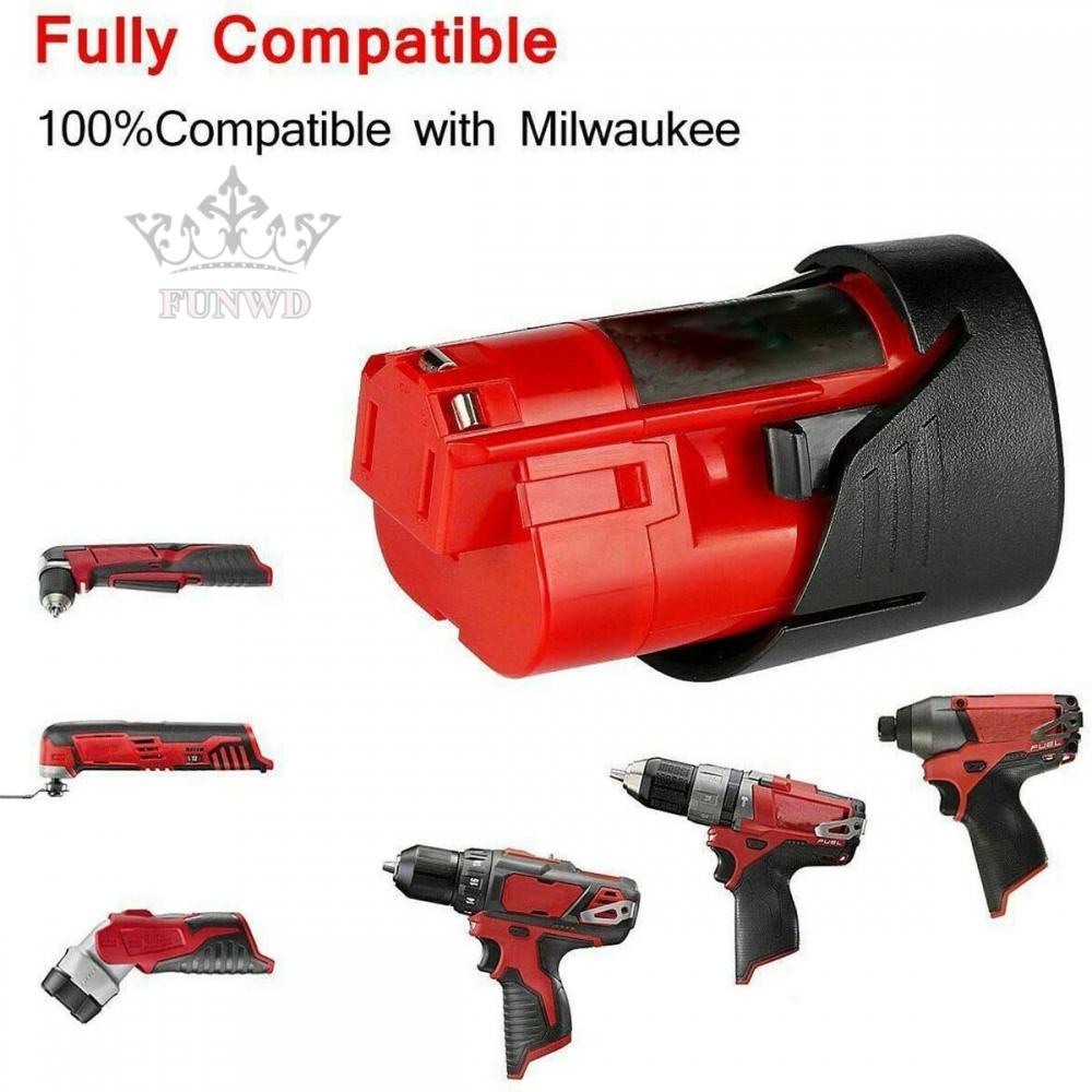 【FUNWD】4X M12 3 Cell Li-ion Battery Plastic Case Box Part Shell Tool For Milwaukee 12V
