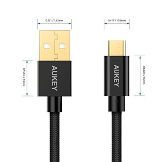 [Freeship toàn quốc từ 50k] Bộ 2 Cáp Sạc Aukey Nylon Micro USB 1m - CB-HD1