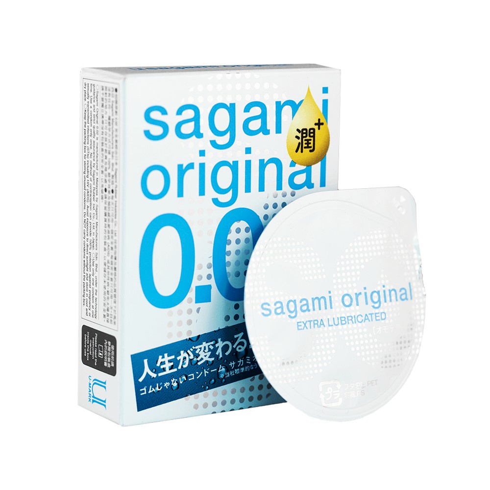 Bao Cao Su Sagami 002 Extra Nhiều Gel - BCS Siêu Mỏng - Non Latex - Hộp 3 chiếc B002E3