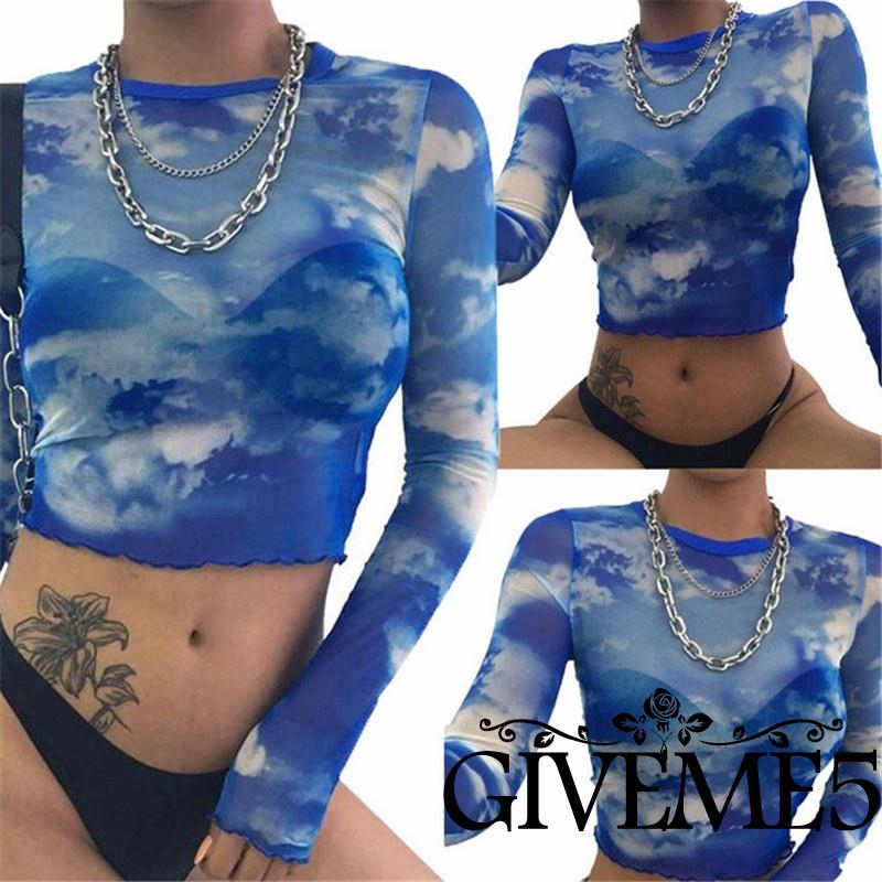 [Mã FASHIONT4WA2 giảm 10K đơn 50K] Áo crop top xuyên thấu phong cách quyến rũ dành cho nữ | BigBuy360 - bigbuy360.vn