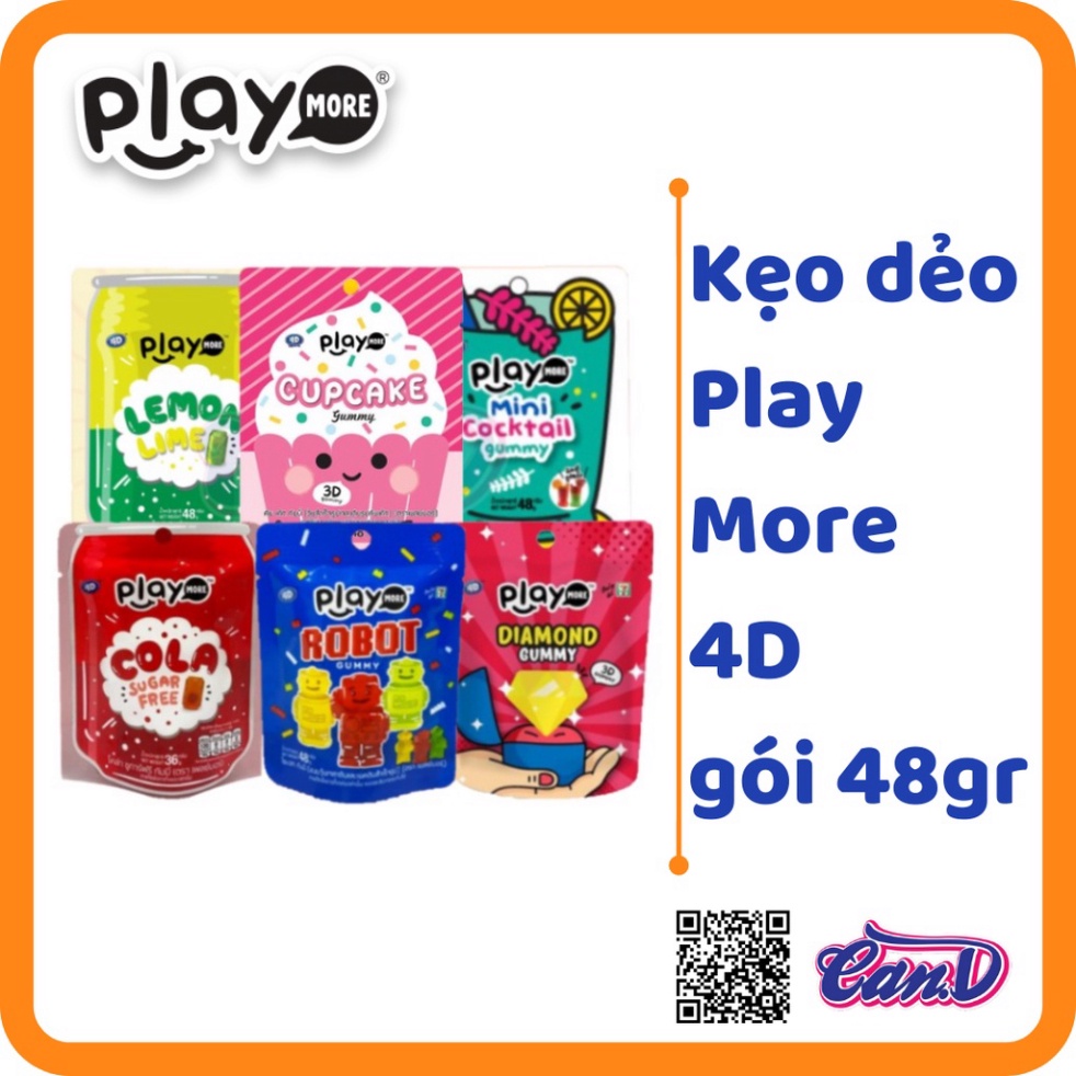 (7 vị) Kẹo dẻo Play More 4D 48gr [Sale Toàn Shop]
