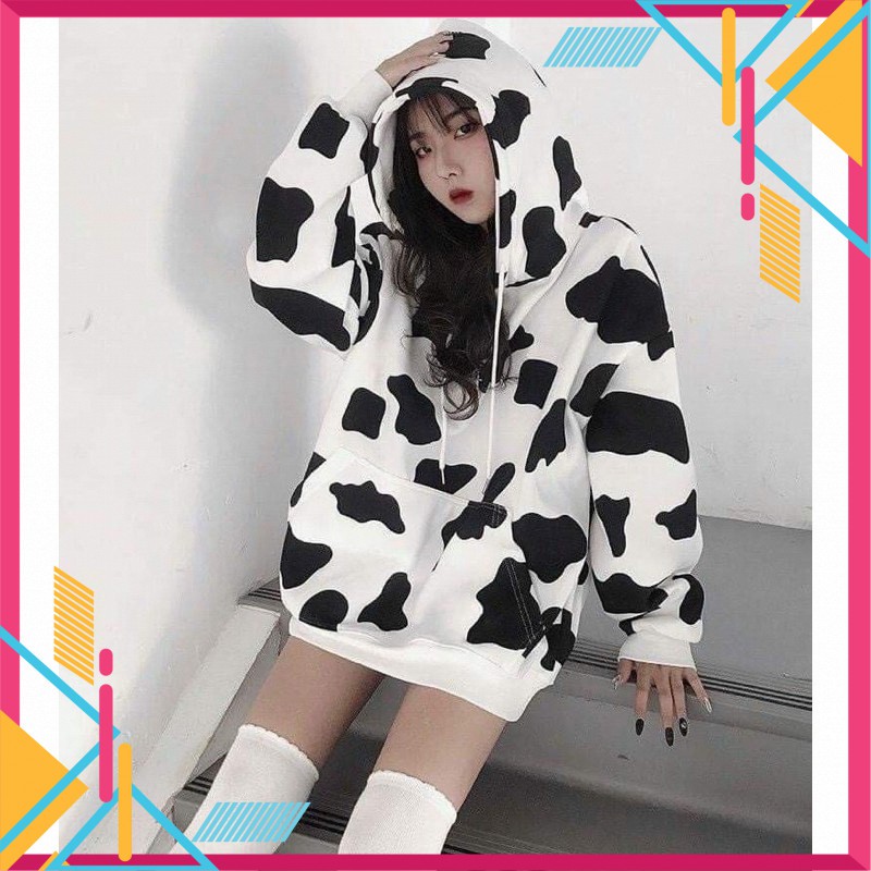 💖 MẪU HÓT 💖 Áo hoodie bò sữa unisex form rộng họa tiết bò sữa cực đẹp thời trang năng động, Áo Bò Sữa Có Mũ