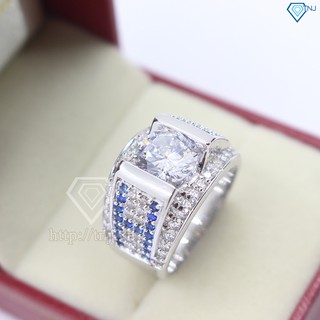 Nhẫn bạc nam đẹp đính đá chữ H NNA0063