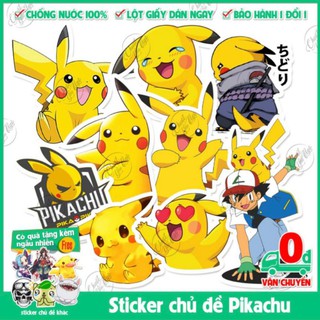 Sticker Pikachu bộ 75 hình decal chống nước dán laptop điện thoại xe máy