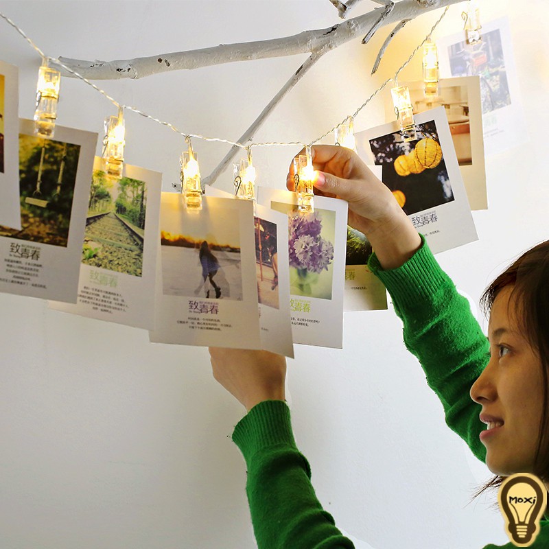 Dây đèn LED có kẹp gắn ẢNH nhãn hiệu MOXI dùng trang trí tiện dụng ,làm đèn decor.