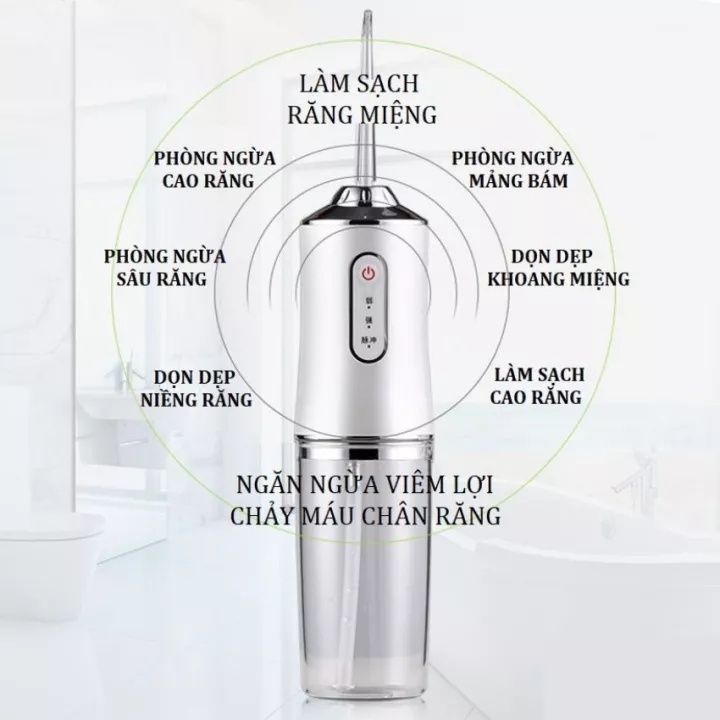 Tăm Nước Oral Irrigator Cầm Ta Máy Vệ Sinh Răng Miệng Sạc Pin Chống Nước Máy Tăm Nước 4 Đầu Chuyên Dụng Làm Sạch Sâu