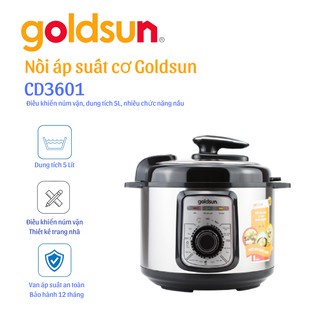 Nồi áp suất điện cơ Goldsun CD3601 (5L) - HÀNG CHÍNH HÃNG - BẢO HÀNH 12 THÁNG - Đa chức năng nấu nướng.