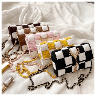 Túi tự đan đeo chéo handmade caro - phụ kiện đan túi