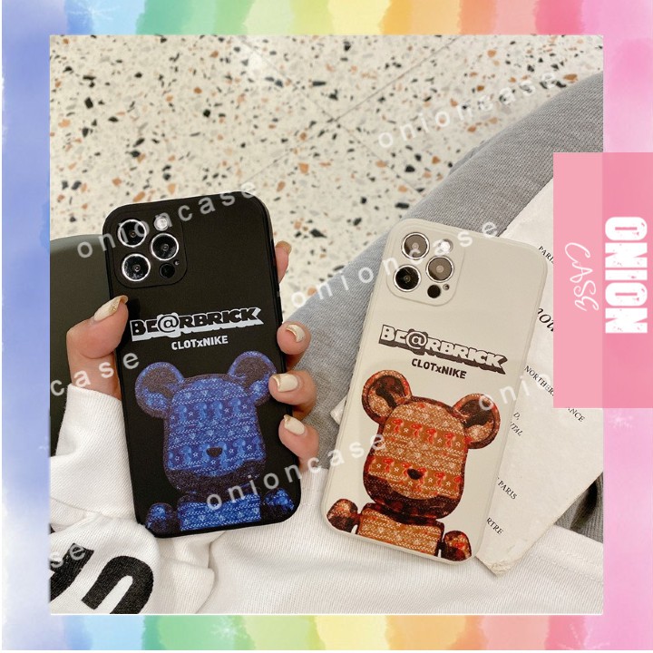 Ốp lưng iphone Gấu xanh đỏ cạnh vuông in hình viền 5/5s/6/6plus/6s/6splus/7/7plus/8/8plus/x/xs/11/12/pro/max/plus/promax