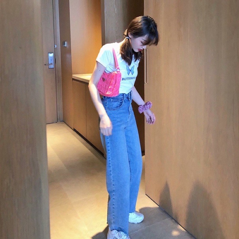 Áo croptop cộc tay dưới 55kg - BUTTERFLY [ảnh thật]