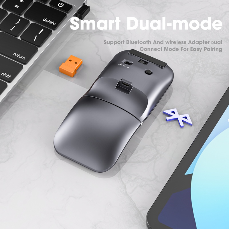 Chuột không dây Bluetooth Niye có thể gập lại di động không dây hai chế độ sạc lại chuột câm chuột văn phòng chuyên dụng