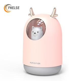 Fnelse Máy phun sương giữ ẩm 300ML có đèn led gắn hình cún dễ thương cho xe hơi