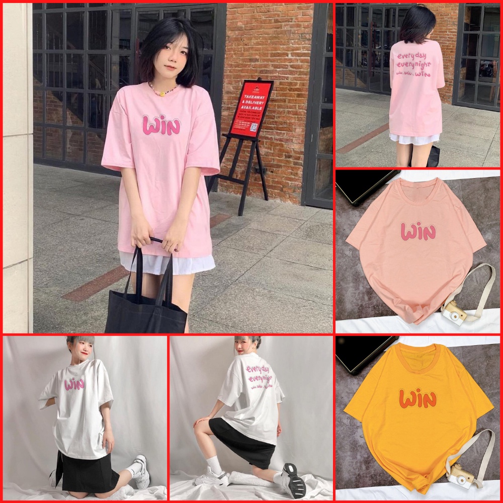 Áo Thun Nữ Tay Lỡ In Chữ WIN every day every night DLX