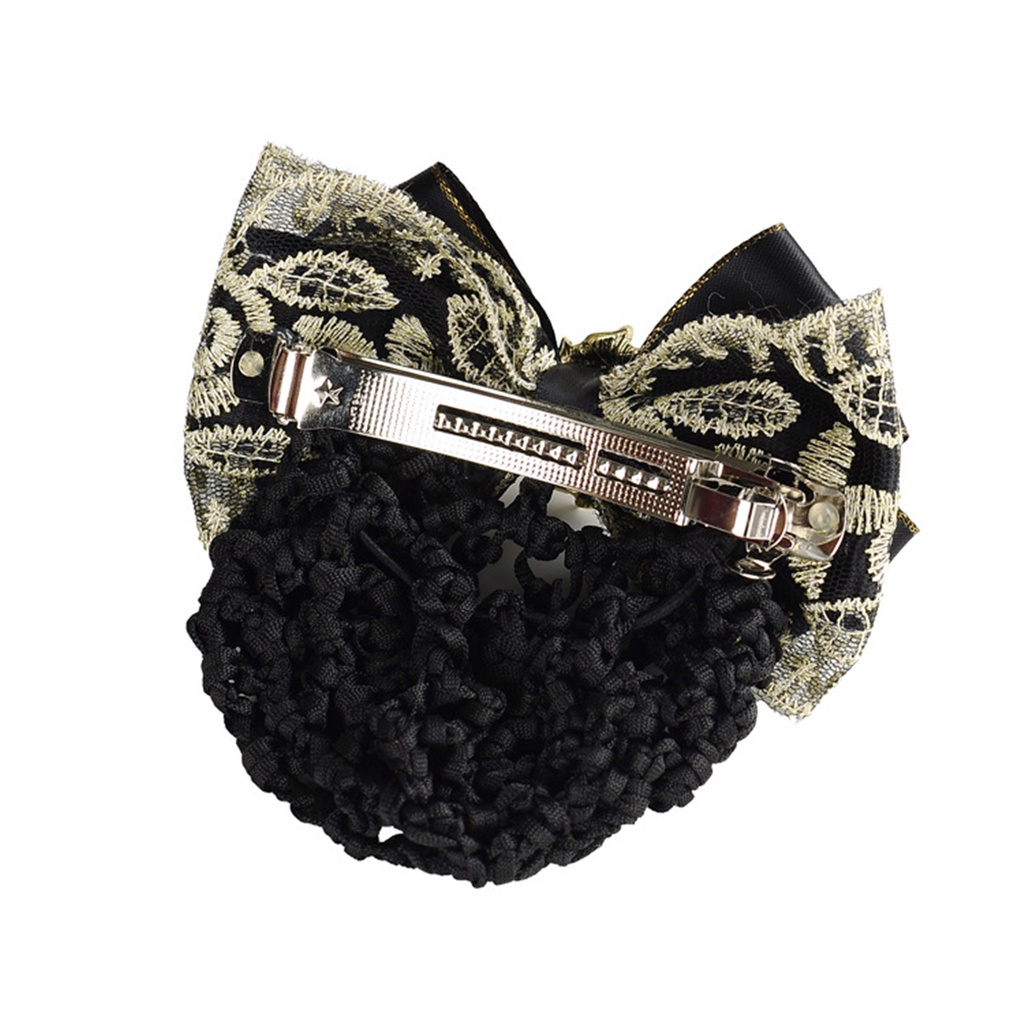 Kẹp túi lưới búi tóc đính nơ kiểu tiếp viên hàng không phong cách Hàn Quốc