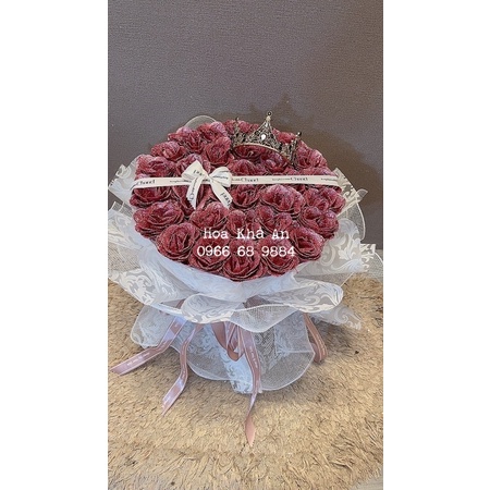 Bó hoa nhũ 35bông cực đẹp, tặng vươn miện, thiệp, chữ hpbd/love you