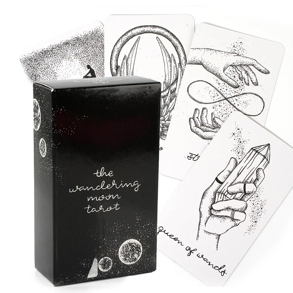 The Wandering Moon Tarot 81 Cards Divination Beginner Luxe Black White Oracle