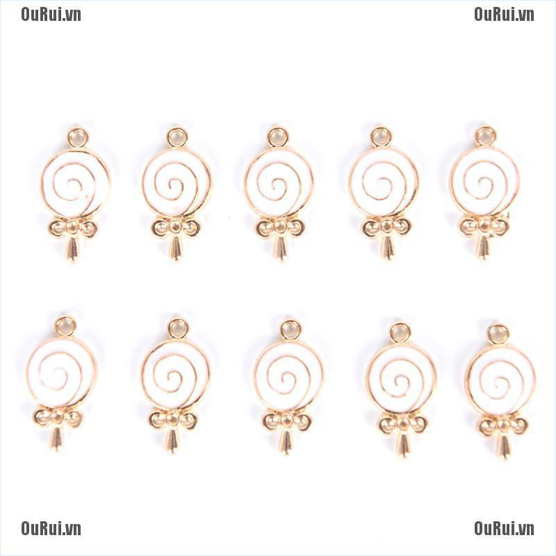Bộ 10 Mặt Dây Chuyền Cho Kẹo Mút Tráng Men