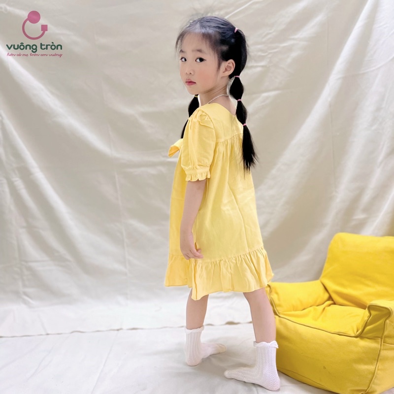 Váy bé gái cao cấp Vuông Tròn, chất liệu linen VT101 cho bé gái 1-5 tuổi