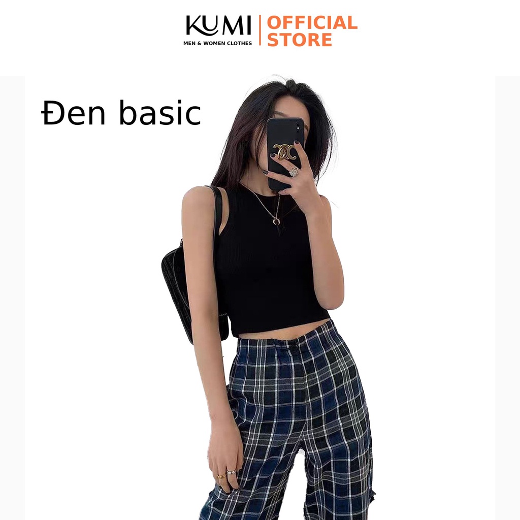 Áo croptop nữ basic sát nách ba lỗ thun không tay sát nách chất thun cotton thoáng mát các màu Kumi Fashion