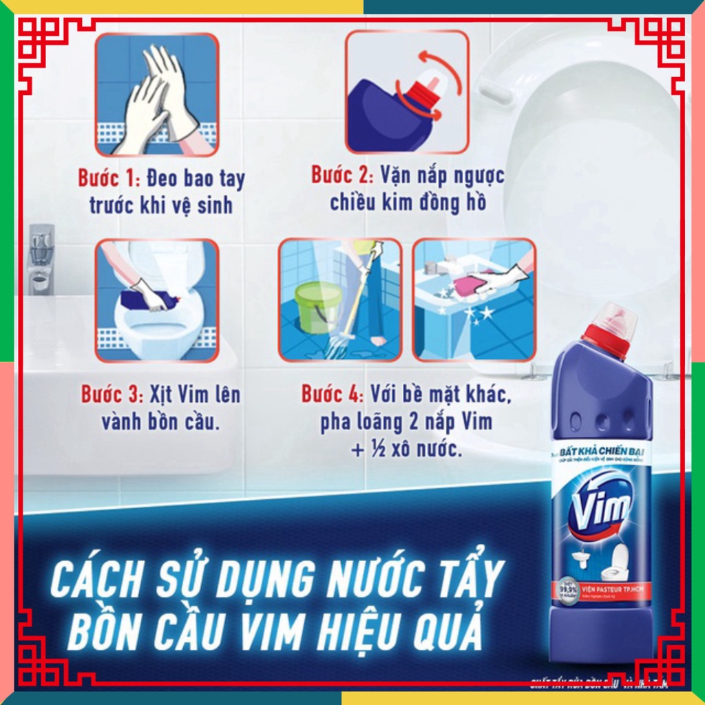 Nước Tẩy Bồn Cầu Vim sát khuẩn (880ml) - Xanh Biển