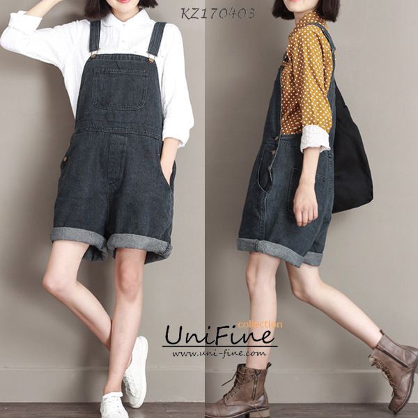 Quần short yếm jean nữ dễ thương có big size cho người hơn 60 , 70 , 80kg - KZ170403 | BigBuy360 - bigbuy360.vn