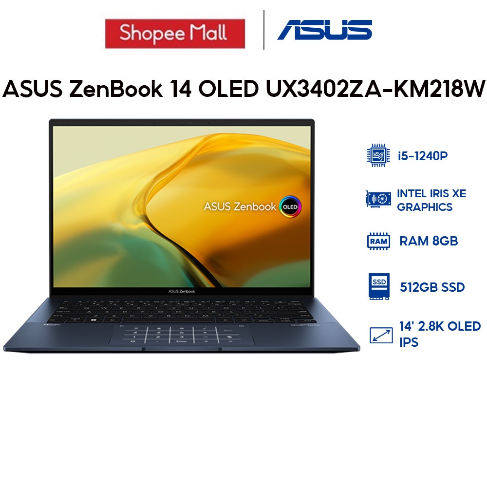 Laptop ASUS ZenBook 14 OLED UX3402ZA-KM218W i5-1240P | 8GB | 512GB || 14' 2.8K OLED