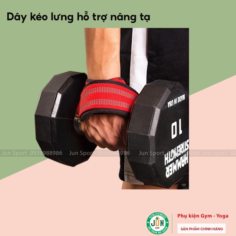 Dây Kéo Lưng Hỗ Trợ Nâng Tạ Vòng Số 8, Lifting Straps hỗ trợ tập thể hình Jun Sport