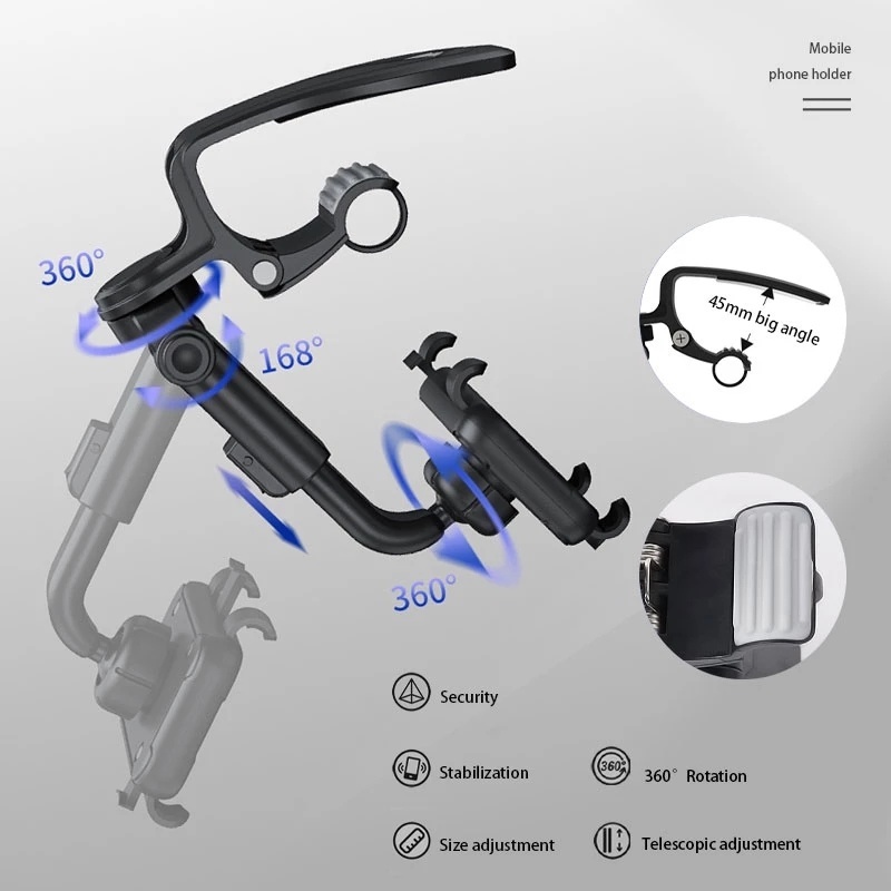 Giá Đỡ Điện Thoại Gắn Kính Chiếu Hậu Xe Hơi Xoay 360 Độ Tiện Dụng° Giá Đỡ Điện Thoại / Thiết Bị Định Vị GPS Xoay Được Tiện Dụng
