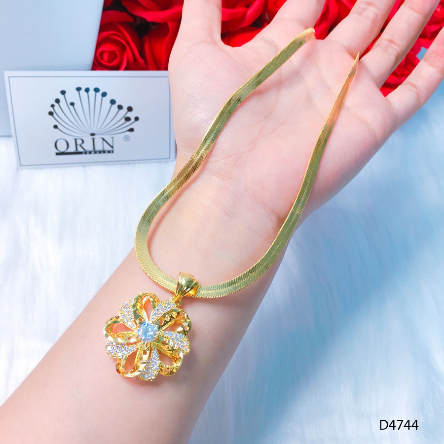 Dây chuyền nữ, dây mì dẹp mặt hoa đính đá thiết kế cao cấp Orin D4744