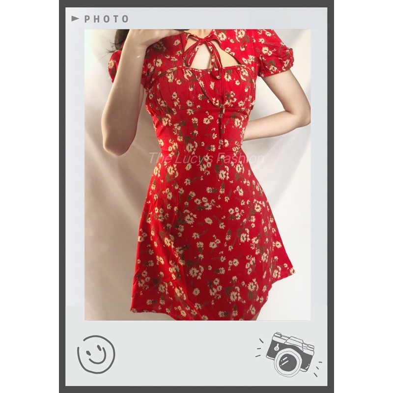 [ẢNH/ VIDEO THẬT] ĐẦM VÁY HOA ĐỎ KHOÉT NGỰC | BigBuy360 - bigbuy360.vn