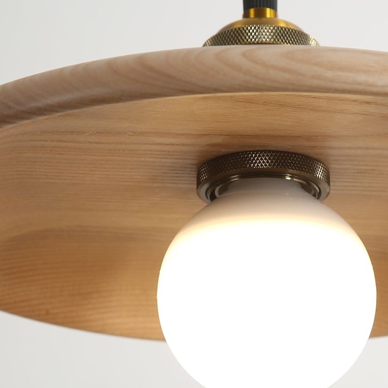 Led phòng khách bắc âu gỗ đèn thả trang trí đèn treo trần bàn ăn đèn chùm giản