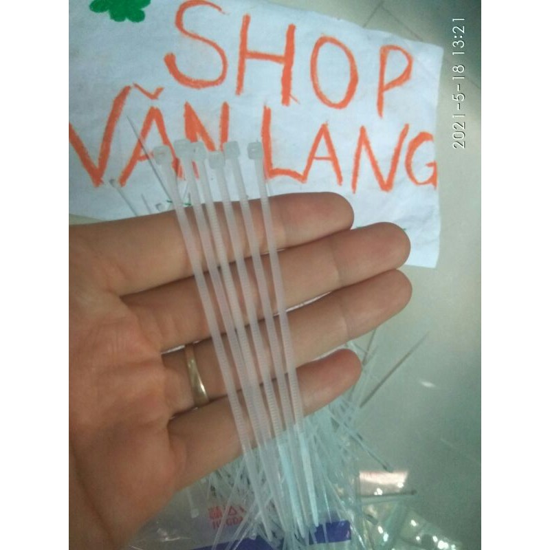 Dây thít nhựa ,dây rút nhựa - lạt nhựa buộc lan màu trắng dài 10cm túi 100g